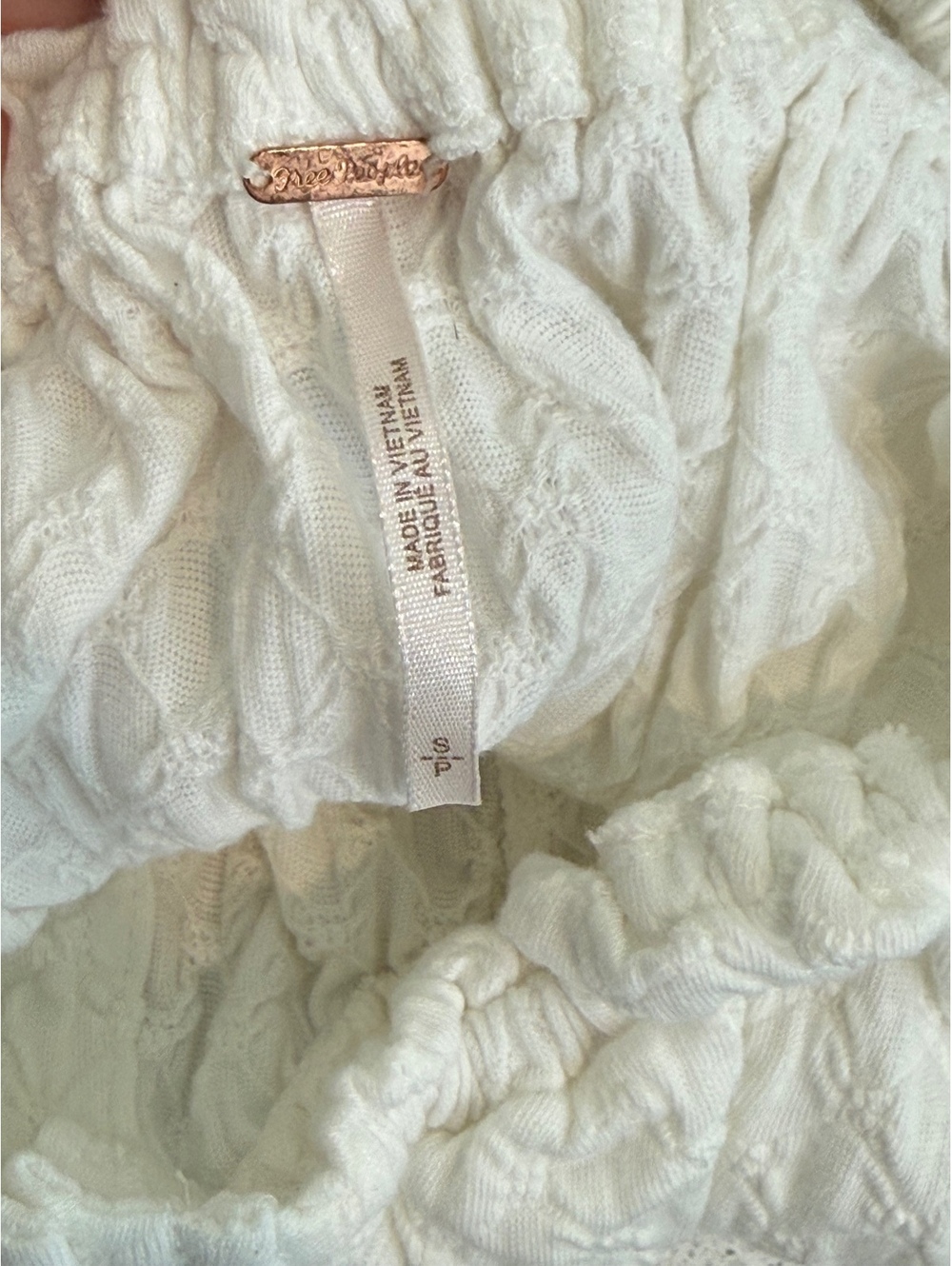 Free People White Textured Long Sleeve Cropped Button-Up Top Size S - Picture 5 of 6